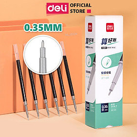 Bút Bi Nước Bút Gel Bút Mực Bấm Văn Phòng Deli Mực Đen Ngòi 0.35mm Học Sinh Mực Đều, Ngòi Nhỏ - Có Ruột Thay Thế