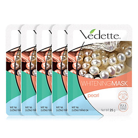 Lô 5 Mặt Nạ Giấy Dưỡng Trắng Da Vedette Ngọc Trai 25g