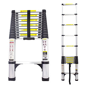 Thang nhôm rút gọn SUMIKA SK380 - Chiều cao tối đa 3.8m, chiều dài rút gọn 0.81m, hợp kim nhôm cao cấp, khóa chốt chắc chắn, đế cao su chống trượt, nhỏ gọn, di chuyển tiện lợi - Hàng chính hãng