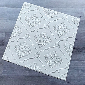 Bộ 5 Tấm Xốp Dán Tường Cổ Điển Hoa Sen 3D 70x70cm Siêu Đẹp, Sang Trọng - HOA SEN TRẮNG