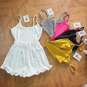 Set bộ quần áo nữ - áo 2 dây - chất cotton co giãn 4 chiều - thoáng mát năng động cho chị em