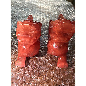 Mua CẶP TỲ HƯU ĐÁ NÚI LỬA ĐỎ TỰ NHIÊN NHỎ ĐỂ BÀN MỆNH HOẢ THỔ DÀI 10cm CAO7cm ĐẶT BÀN LÀM VIỆC TỐT VÌ TỲ HƯU HÚT TÀI
