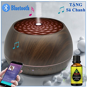 Combo Máy Khuếch Tán Tinh Dầu Nghe Nhạc Bluetooth + Tinh Dầu Sả Chanh Nguyên Chất - Máy Xông Tinh Dầu 1000ML Có Remote Điều Khiển Từ Xa, Đèn LED Nhiều Màu, Kết Nối Điện Thoại Nghe Nhạc Cực Hay