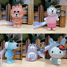 MÓC KHÓA ĐÈN LED NHIỀU MẪU CÓ DÂY HOLOGRAM SÁNG BÓNG