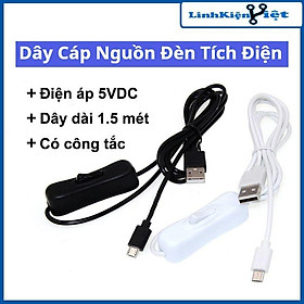 Mua Dây cáp nguồn đèn tích điện có công tắc USB 5VDC chân micro dây dài 1.5 mét  màu giao ngẫu nhiên