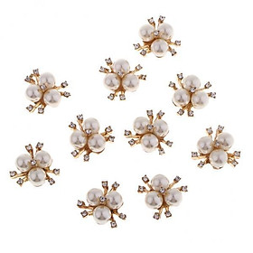 3x 10pcs Pearl Embellishment Rhinestone Pearl Button Flatback DIY Accessories Christmas Buttons