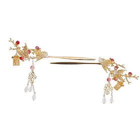 Pack of 2pcs Golden Hair Clips Chinese Classical Butterfly Tassel Hair Pins