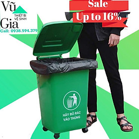Mua (Hàng nhập khẩu) Thùng rác nhựa công cộng 60L màu xanh