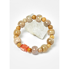 Vòng Chuỗi Mân Côi San Hô Hóa Thạch hạt đá 12mm, ni 50 - Ngọc Qúy Gemstones