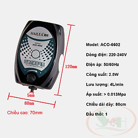 Máy sủi oxy Hailea ACO 6602, 6604, 9610 sủi 1, 2, 4 vòi điều chỉnh oxy bể cá tép