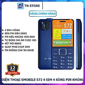 Mua Điện Thoại S-Mobile S72 - 4 Sim - Pin Khủng 3000 mAh - Loa Cực To - Lướt Mạng - Mới Full Box-Bảo Hành 06 Tháng