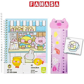 Sổ Tay Lò Xo A5 - Kẻ Ngang - 100 Trang 100gsm - Cô Tiên Xanh - Cửa Hàng Slime