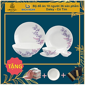 Bộ đồ ăn 10 người 36 sản phẩm - Daisy - Cỏ Tím - Gốm sứ cao cấp Minh Long I - Làm quà tặng đối tác, tân gia, gia đình