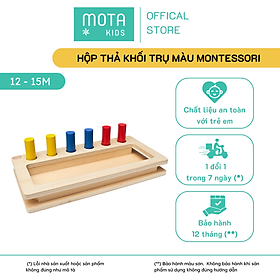 Đồ chơi hộp thả khối trụ màu cho bé từ 12-15 tháng Montessori Mota- Tăng cường kỹ năng vận động đôi tay- Hàng chính hãng