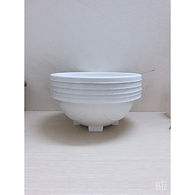 5 Chậu chảo treo KT: 27,5x12 cm , hình Tròn, màu TRẮNG  Có móc treo Xích - Chậu chảo treo có móc xích kèm theo!