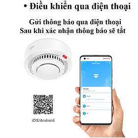 Cảm biến báo khói, báo cháy Tuya Zigbee không dây điều khiển qua điện thoại