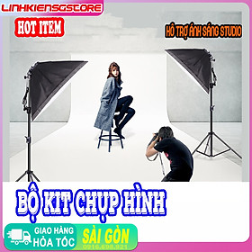 Bộ đèn studio kèm softbox 50x70 có chân đèn, hỗ trợ hắt sáng chụp ảnh sản phẩm (Không bóng đèn)