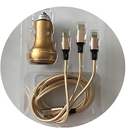 Tẩu Sạc, Dây Sạc 3 Đầu PUGAN, Sạc Nhanh Điện Thoại Và Thiết Bị Điện Tử Trên Ô Tô - Bộ Sạc 3 Trong 1 Cao Cấp