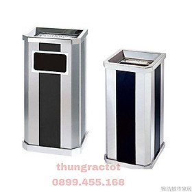 Thùng rác inox vuông có gạt tàn