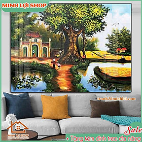 Mua Tranh tráng gương MDF cao cấp làng quê  đồng quê Việt Nam TẶNG KÈM ĐINH TREO ĐQ33