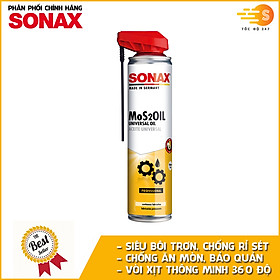 Chai xịt dầu bảo vệ chống rỉ sét và bảo quản MoS2Oil Sonax 339400 400ml - Vòi xịt thông minh 360 độ, chống ăn mòn, hòa tan rỉ, bôi trơn, không chứa silicone