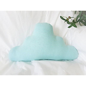 Mua Gối trăng sao mây đã nhồi bông 40x40cm màu xanh ngọc. Vải Linen dày cao cấp. gối trang trí pompom