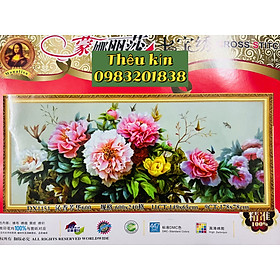 Tranh thêu chữ thập, tranh thêu kín Hoa mẫu đơn DX1151, kích thước 149 x 65 cm