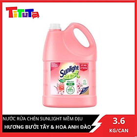 Nước Rửa Chén Bát Sunlight Mềm Dịu Da Tay Hương Bưởi & Hoa Anh Đào 3.6kg