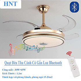 Quạt đèn trần ẩn cánh có Loa bluetooth HNT 3 trong 1 vừa đèn, quạt, loa nghe nhạc - Hàng nhập khẩu