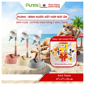 Bình nước kết hợp bát ăn có khấc Purmi nhiều màu