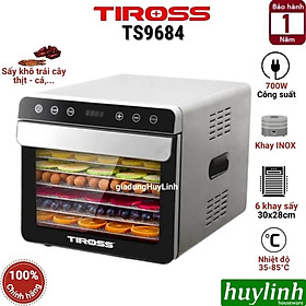 Máy sấy thực phẩm Tiross TS9684 - 700W - 6 khay INOX [Máy sấy trái cây - hoa quả] - Hàng chính hãng