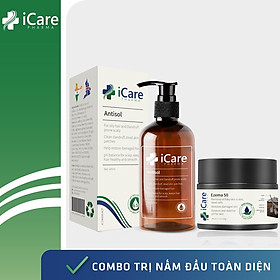 Combo Nấm Da Đầu Ezema 50 & Dầu Gội Sạch Gàu Antisol