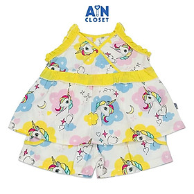 Bộ quần áo Ngắn bé gái họa tiết Kỳ Lân Vàng cotton - AICDBG0CTGZ4 - AIN Closet