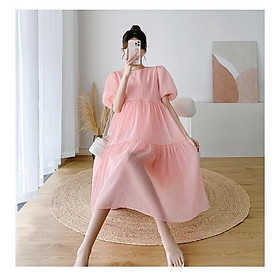 Váy bầu trơn vải ánh tơ thời trang thiết kế công sở xinh xắn vải mềm mát mịn màng sờ vào cực thích - đầm bầu babydoll