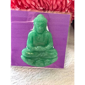 MẶT DÂY CHUYỀN PHẬT A DI ĐÀ ĐỘ MỆNH NAM TUỔI TUẤT HỢI CHẤT LIỆU ĐÁ CẨM THẠCH TỰ NHIÊN XANH LÝ SỊN BÓNG ĐẸP Size Cao 52,5mm x Ngang 37mm x dầy 7mm