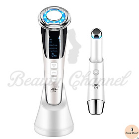 Máy Massage Mặt Làm Đẹp Da 5 in 1 Photon Nóng Và Lạnh EMS Giúp Nâng Cơ Mặt, Rửa Sạch Sâu, Tăng Cường Hấp Thụ Và Khóa Giữ Tinh Chất Dưỡng Da Kèm Máy Massage Mắt Loại Quầng Thâm 