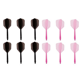 12x Black and Pink Integrated Darts Shafts with Flights 2BA Large Wing Shape