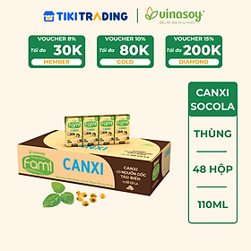 Thùng sữa đậu nành Fami Canxi vị Sô cô la hộp 110ml (48hộp x 110ml)