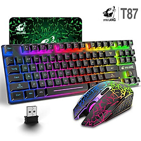 Mua Bộ Bàn Phím Và Chuột Không Dây Gaming Có Đèn Led Pin Sạc ZIYOULANG T87 Tặng Kèm Lót Chuột -DC4749