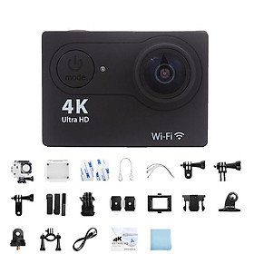 Ultra HD 4K Action Camera 30fps/170D Underwater Helmet Waterproof 2.0-inch Screen WiFi Remote Control Sports go Video Camera pro Color: Black