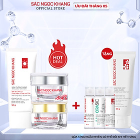 Combo Mờ Nám - Nâng Tông - Bảo Vệ Toàn Diện Kem chống nắng 50g + kem ngày 30ml + kem đêm 30g (Sắc Ngọc Khang Official)