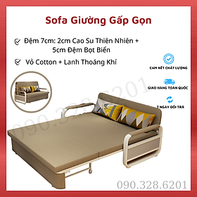 Sofa giường gấp gọn 120cm kèm gối, giường sofa thông minh đa năng