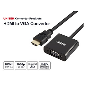 Cáp chuyển HDMI to VGA Unitek Y-6333 Hàng chính hãng