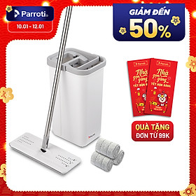 Bộ Cây Lau Nhà Tự Vắt Thông Minh 2 Ngăn Parroti Pro PR01 Cao Cấp - Lau Sạch Khô Nhanh – 3 Miếng Lau Microfiber