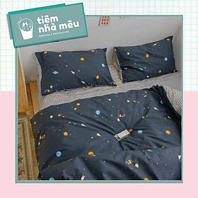 ( ẢNH THẬT )Bộ Chăn Ga Gối Cotton 3Dm6/m8/2m-Tiệm Nhà MêuSet 4 Món 2 Vỏ gối ,drap , vỏ chăn Vũ Trụ Nhập Khẩu Sale Kịch