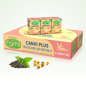 Hình ảnh Thùng sữa đậu nành Fami Canxi Plus vị hồng trà hộp (200ml x 36 hộp)