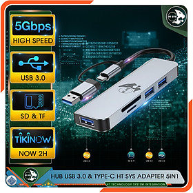 Hình ảnh Hub Chuyển Đổi USB Type C HT SYS 5in1 To USB 3.0, SD, TF - Hàng Chính Hãng
