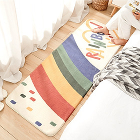 Mua Thảm trải sàn phòng ngủ vải lông cừu siêu mềm  êm chân (trang trí phòng khách) màu kem KT 40x120cm