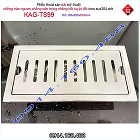 Mua Phễu thoát sàn 10x20 cm KAG-TS99 (D60)  thoát sàn nhà tắm chữ nhật SUS304 inox dập khuôn sáng bóng cao cấp