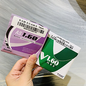 Tròng kính TOG Thái Lan Chiết suất 1.60 Mỏng Chống UV Siêu Váng Dầu